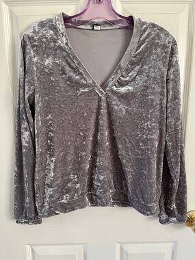 Only Hearts Silver Crushed Velvet V-Neck